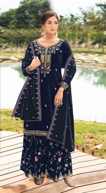 D.NO 1146 BY OS DESIGNER VELVET EMROIDERY SALWAR SUIT WHOLESALER IN INDIA